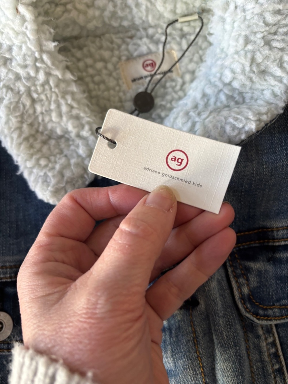 Nwt AG  Adriano Goldschmied Kids Blue Denim Sherpa-Lined Jacket & plaid flannel - Picture 2 of 12